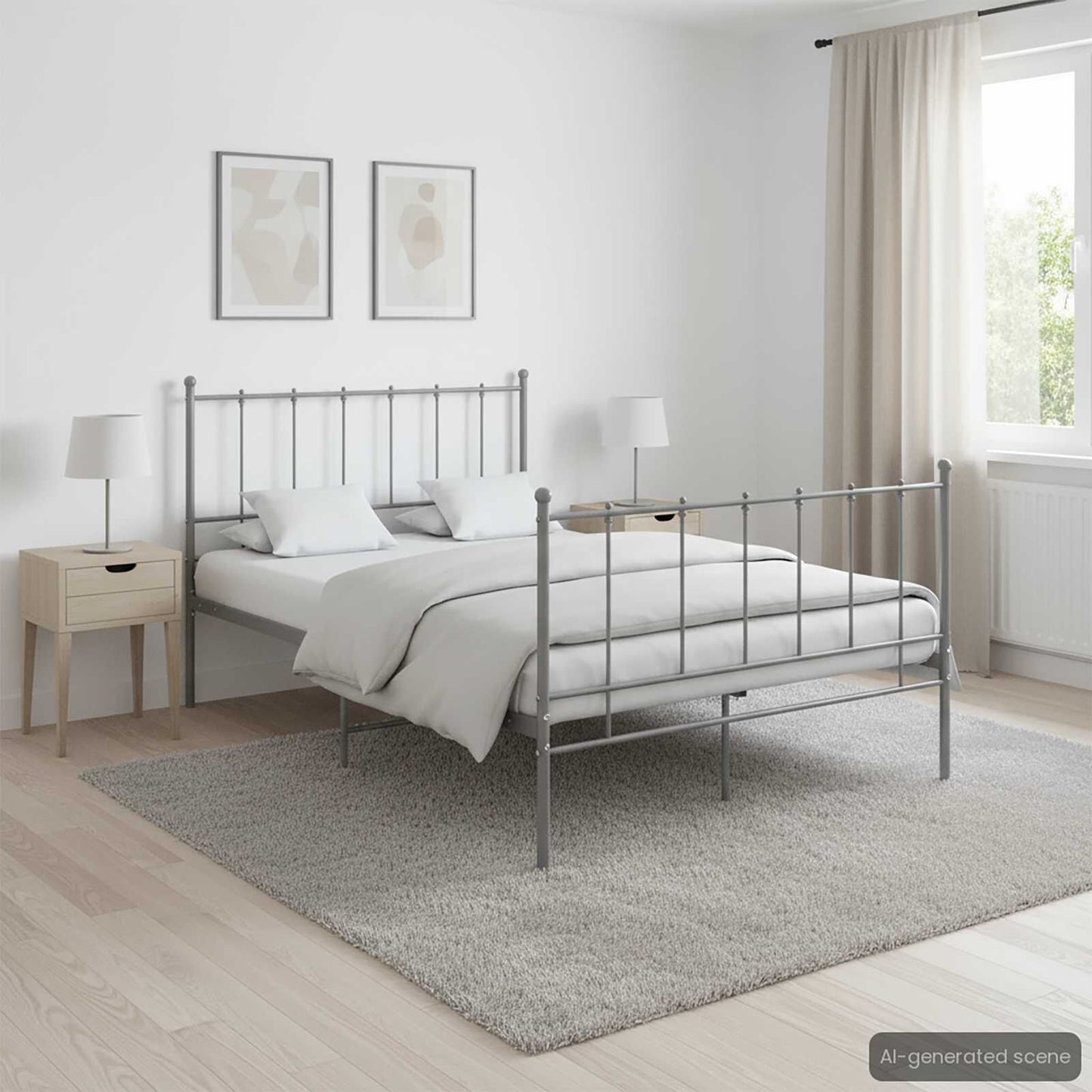 Bett Grau Metall 120X200 Cm