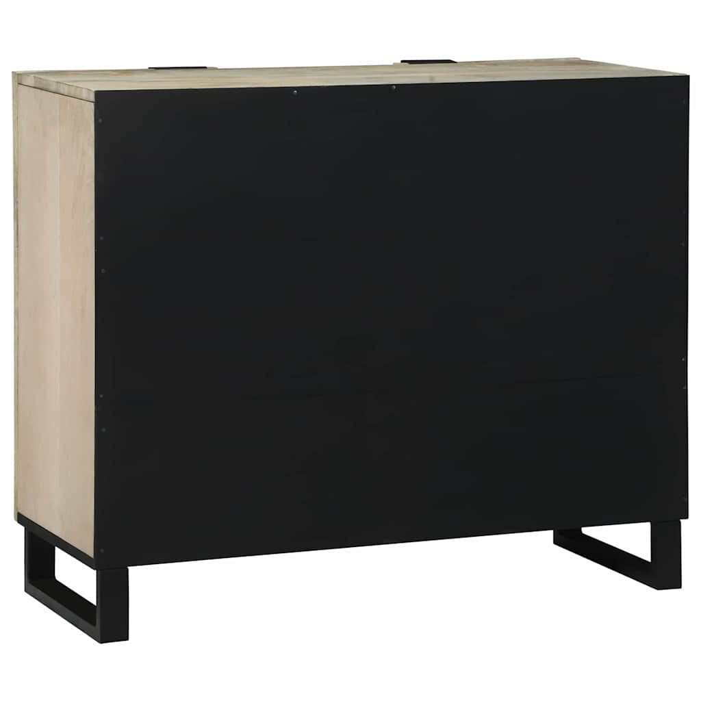 Sideboard Weiß 90 X 33 X 75 Cm Massives Mangoholz