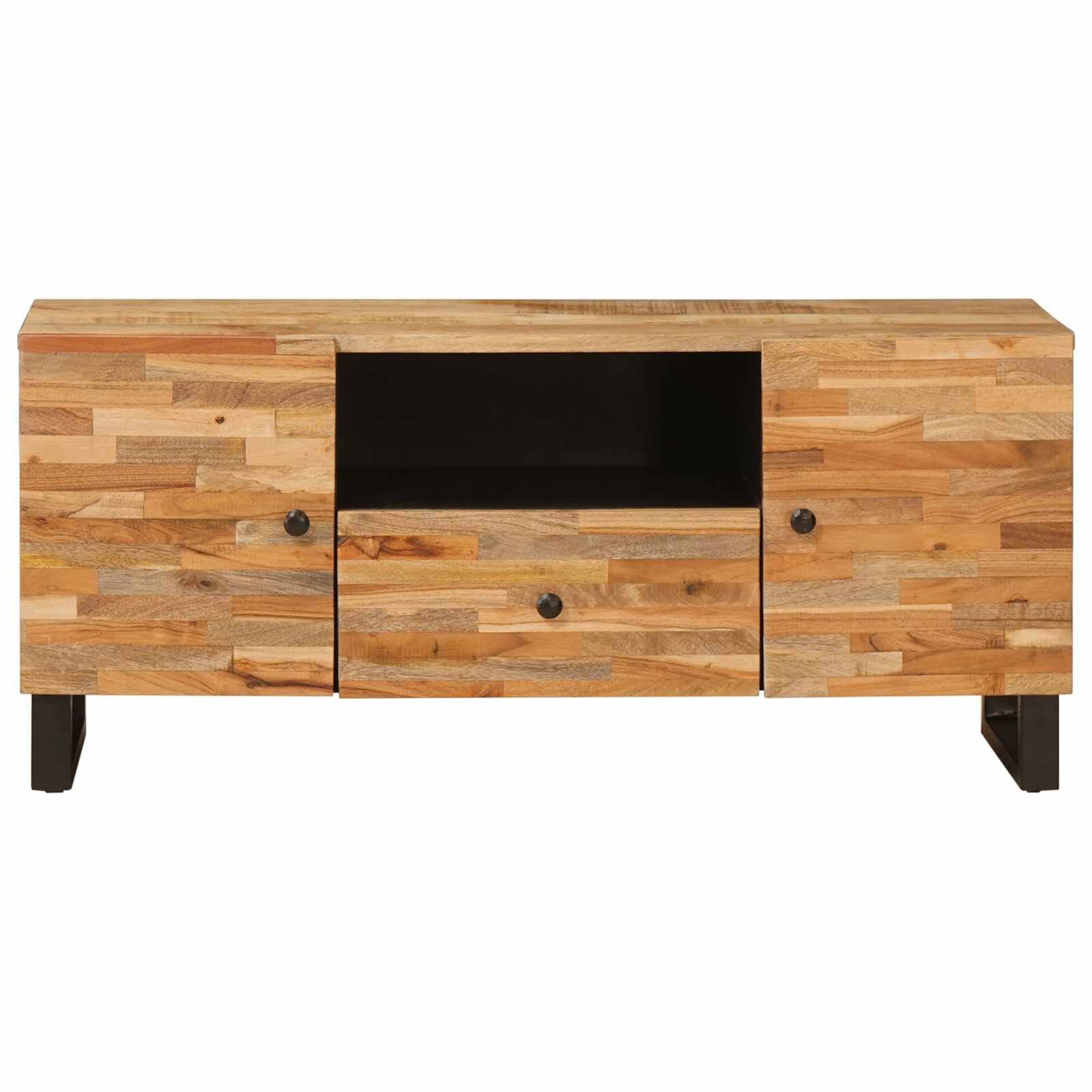 Tv-Schränk Mit Regal Braun 105 X 33 X 46 Cm Massivholz Mango