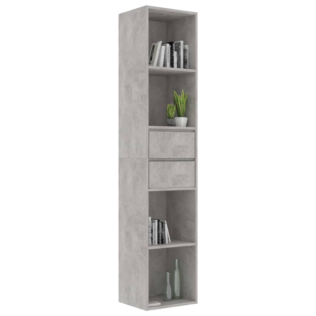 Bücherregal Betongrau 36X30X171 Cm Holzwerkstoff