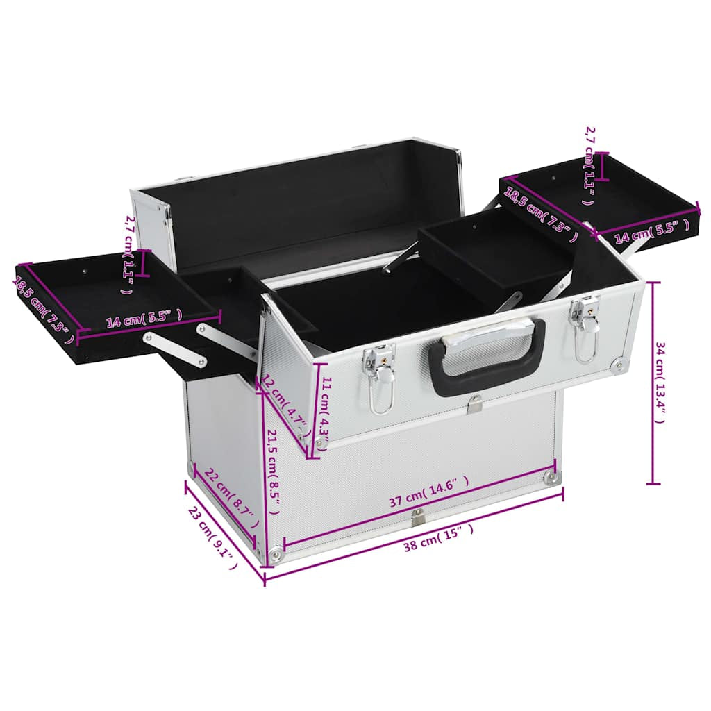 Kosmetikkoffer Schminkkoffer Friseurkoffer Schmuckkoffer Aluminium Vidaxl