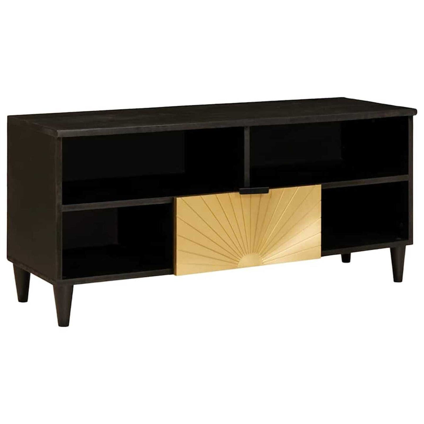 Tv-Schränk Schwarz Und Gold 100 X 33 X 46 Cm Holzwerkstoff