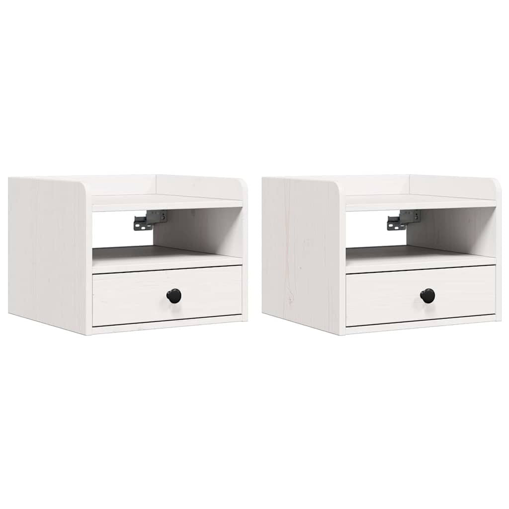 Nachttisch 2 Pcs Weiß 38 X 36 X 29,5 Cm Massivholz Kiefer
