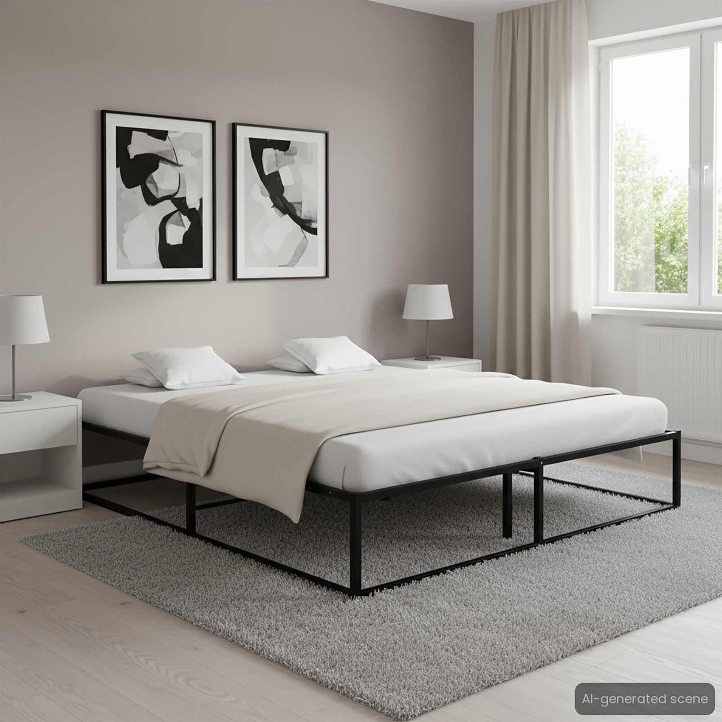 Bettgestell Schwarz Metall 140X200 Cm