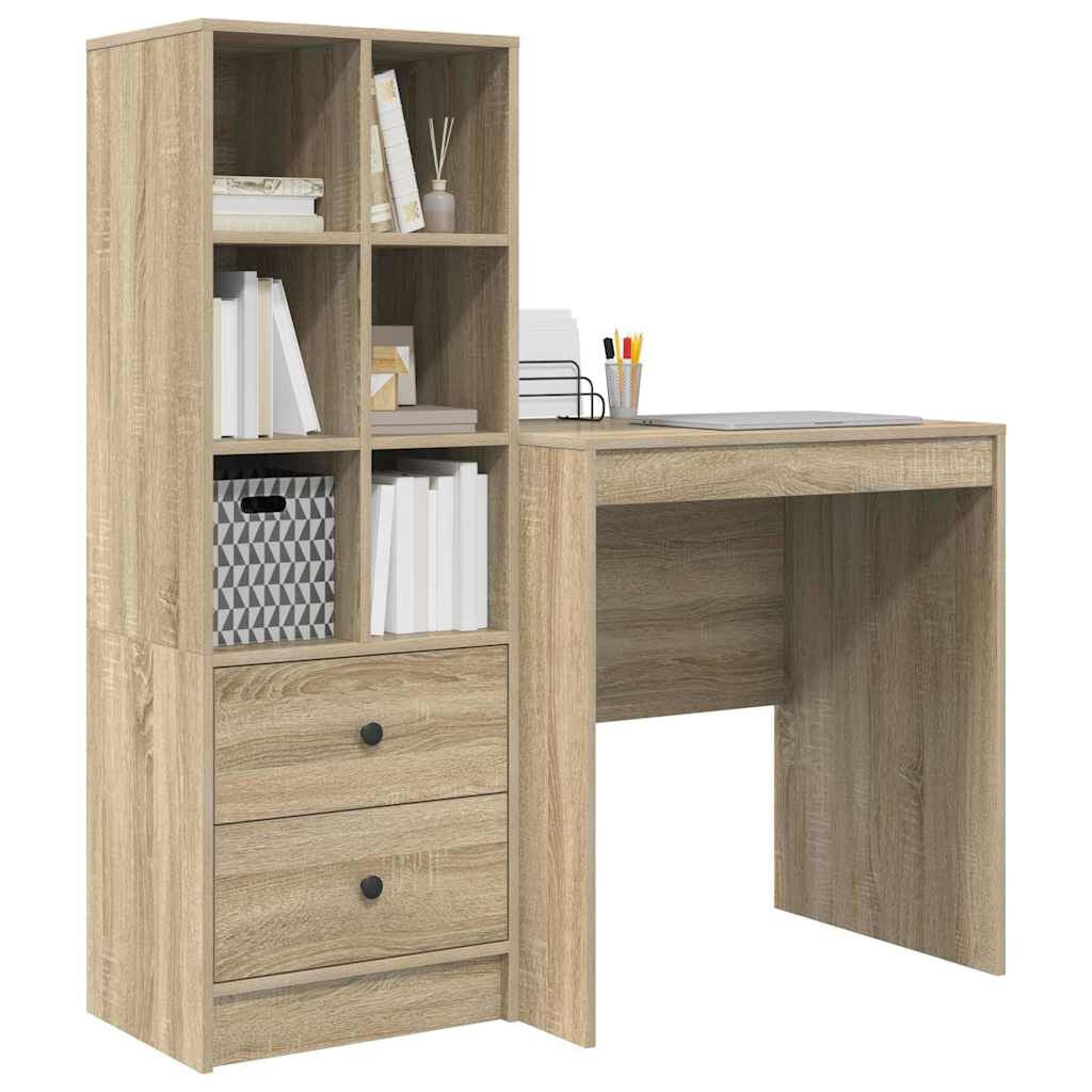 Schreibtisch Mit Schubladen 2 Pcs Sonoma-Eiche