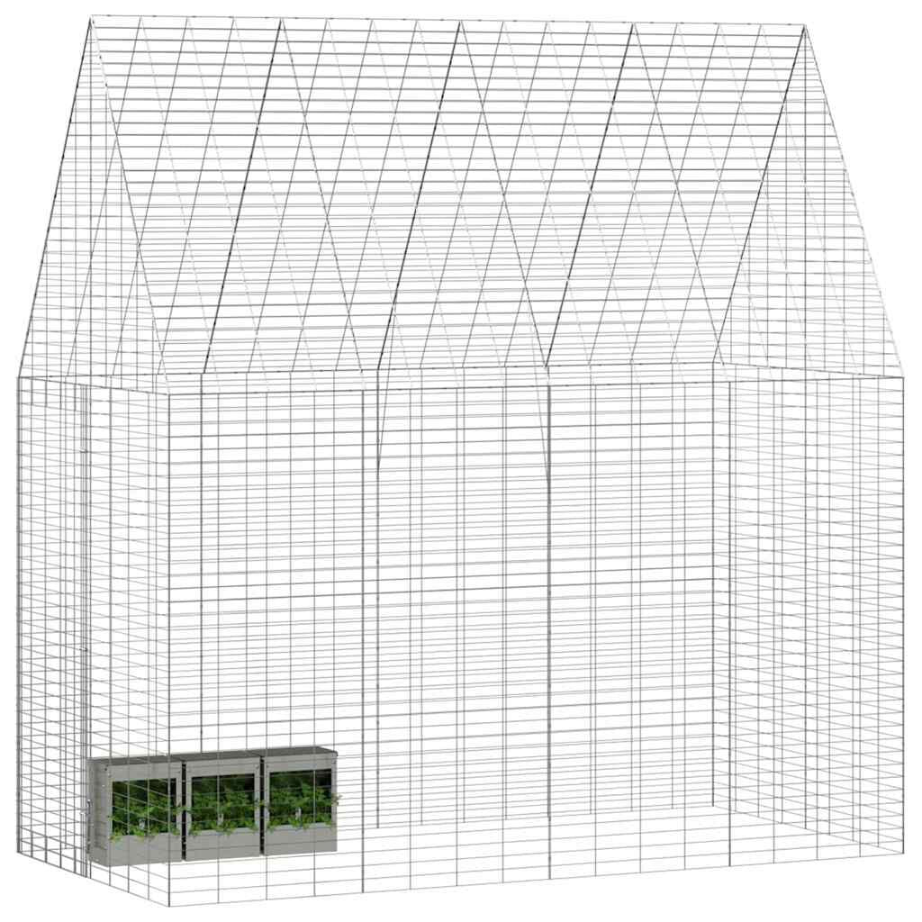 Hasenkäfig Silber 400 X 100 X 210 Cm Verzinkter Stahl