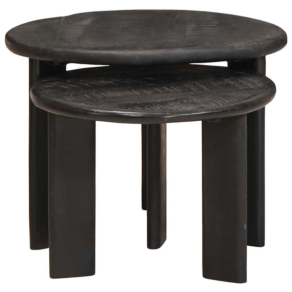 Nesting-Couchtische 2 Pcs Weiß Massivholz Mango