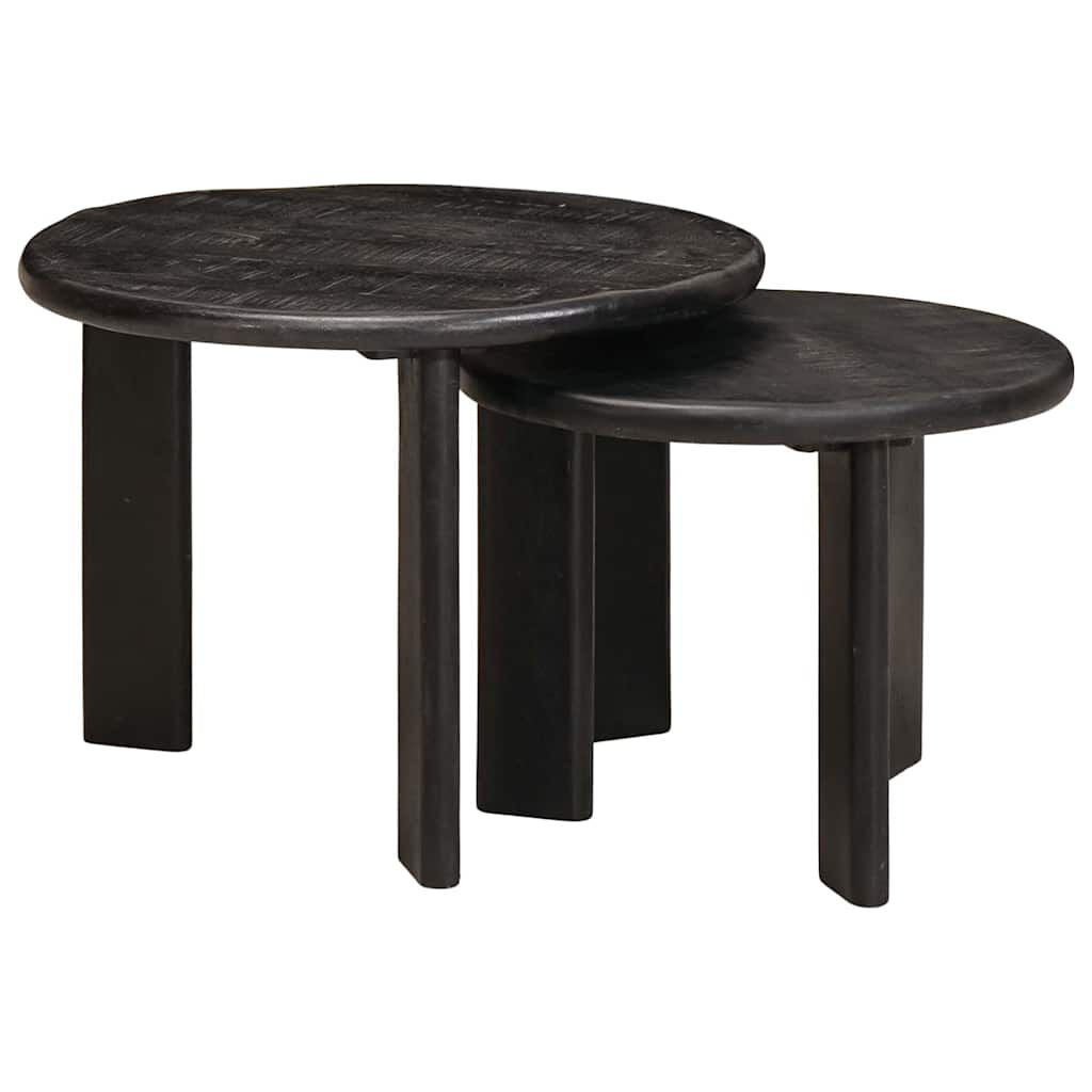 Nesting-Couchtische 2 Pcs Weiß Massivholz Mango