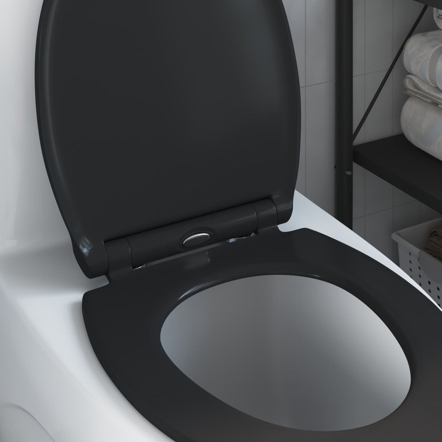Toilettensitz Schwarz 47 X 37,5 X 3,8 Cm Duroplast