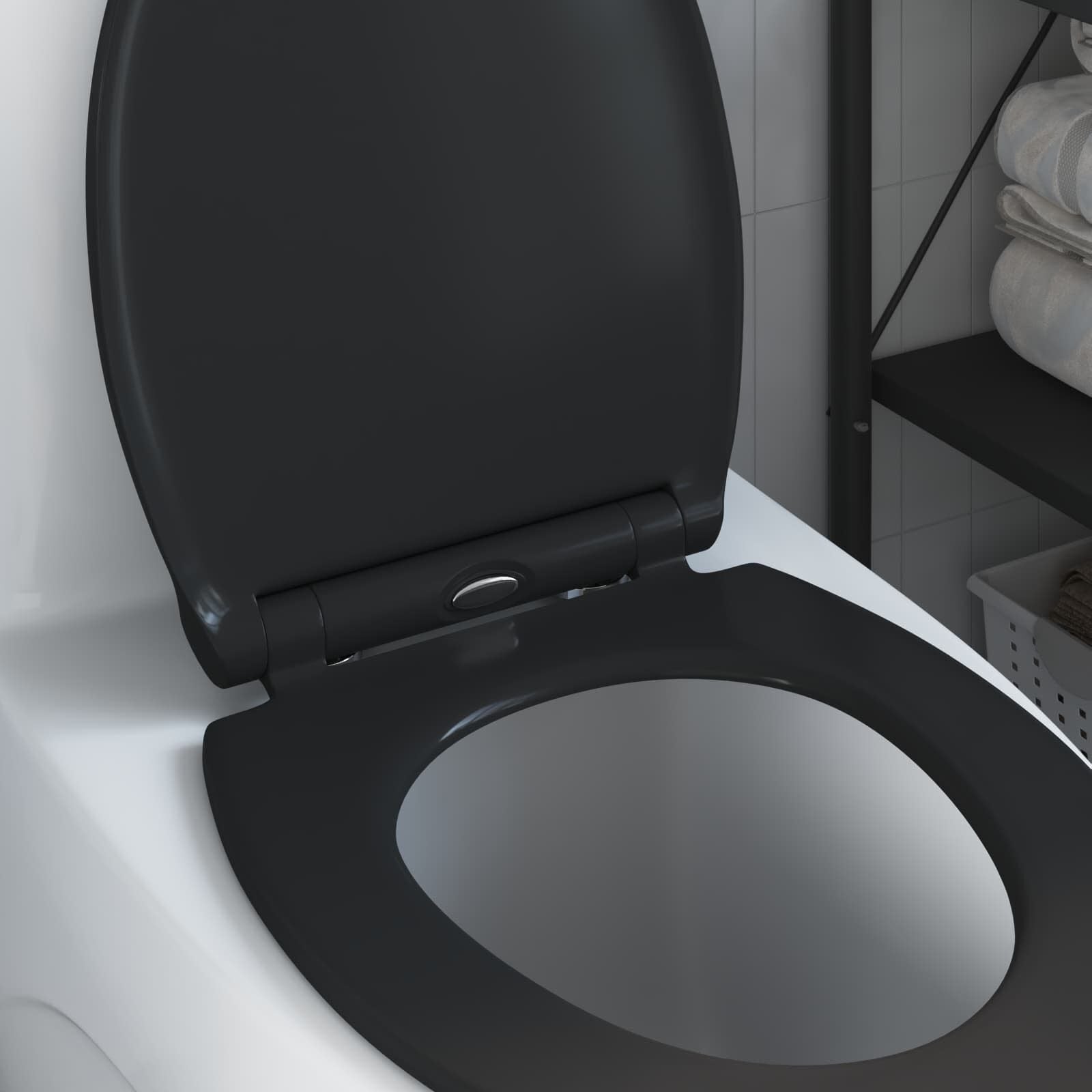 Toilettensitz Schwarz 47 X 37,5 X 3,8 Cm Duroplast