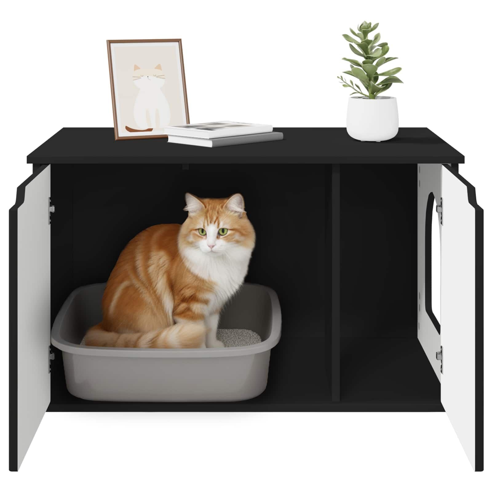 Katzenhaus Schwarz 85 X 55 X 50,5 Cm Holzwerkstoff