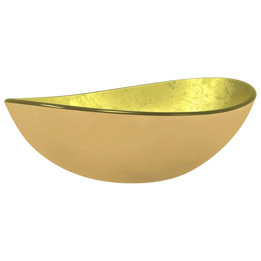 Basin Tempered Glass 54.5X35X15.5 Cm Gold